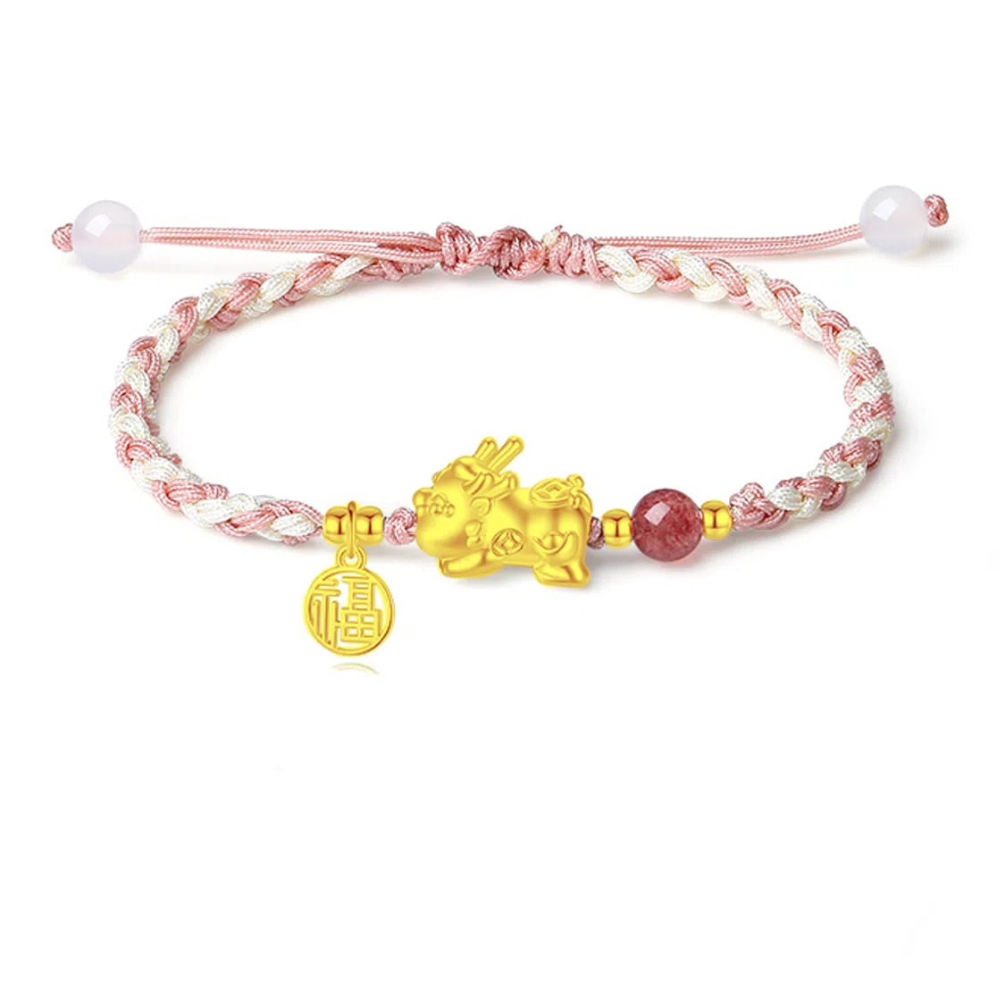 银千惠 貔貅编织手绳 新中式招财貔貅转运珠甜蜜一对国潮风吞金兽本命年红绳平安福字牌手饰 玛瑙 手链 男女同款情侣款 礼盒装