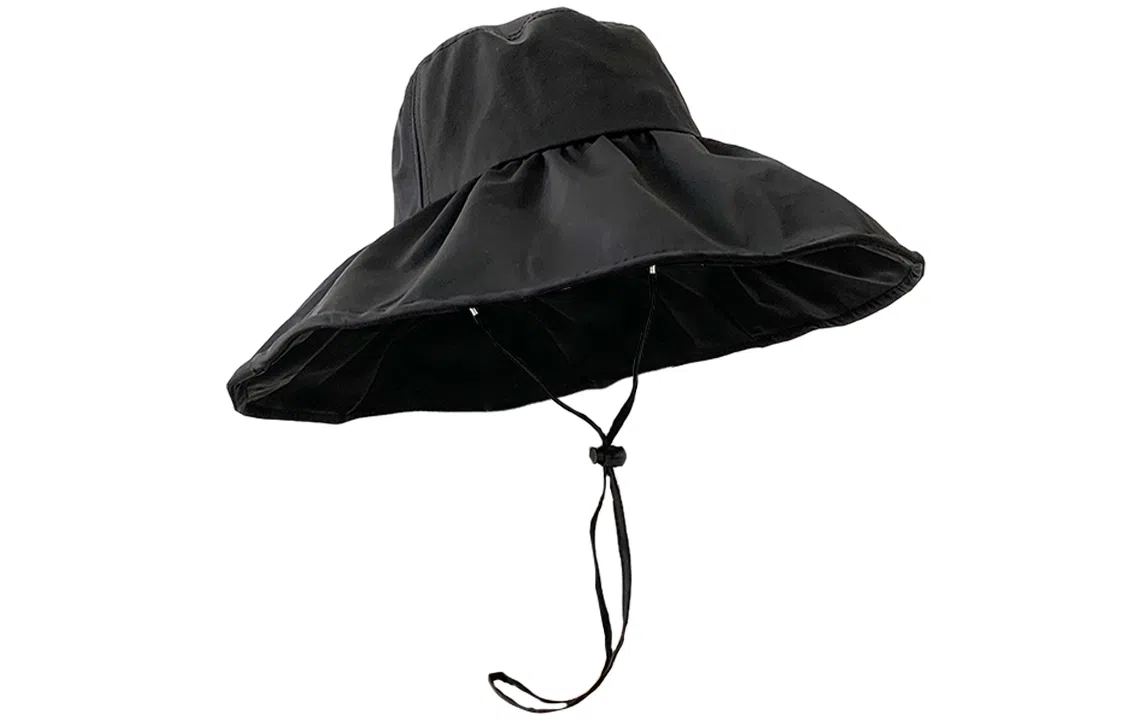 优幽兰 黑胶大檐防晒韩版大脸显脸小大头围户外旅行沙滩高级感小众氛围感 聚酯纤维 渔夫帽 女款