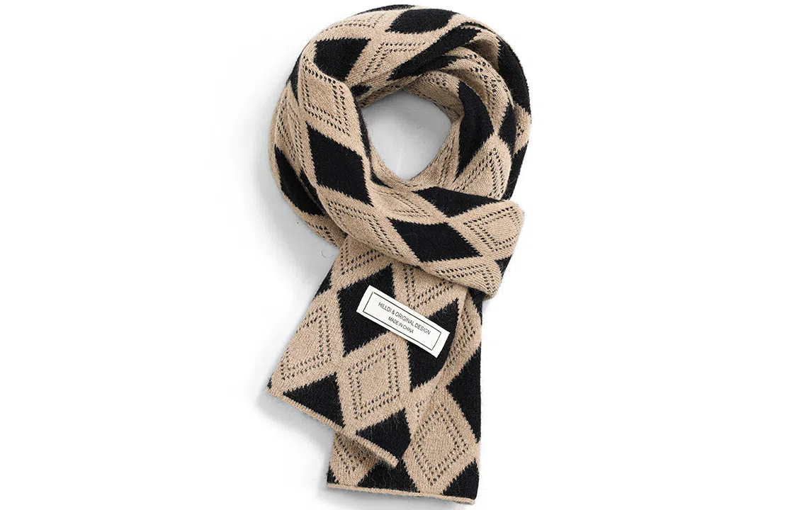 优幽兰 蓬松经典款百搭简约菱形两用大牌东北加厚保暖潮简约小众圣诞 绒线围巾 男女同款情侣款