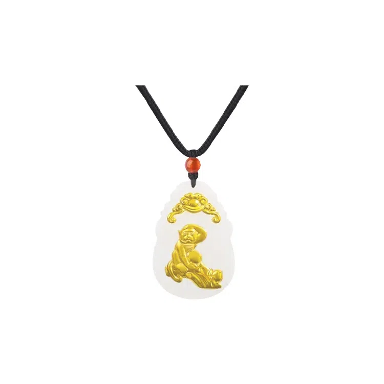 重庆金店 新中式国潮复古锁骨链守护属相 足金 吊坠 男女同款情侣款