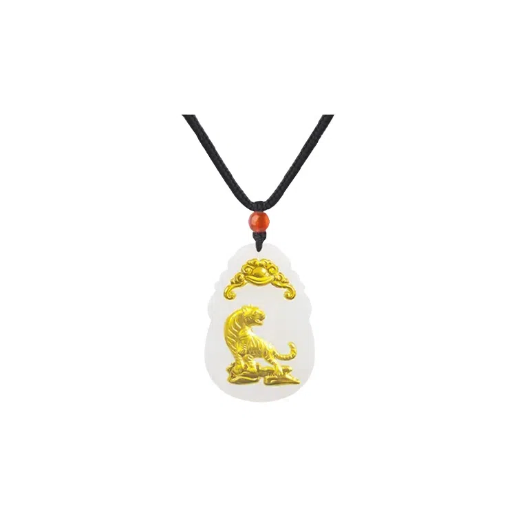 重庆金店 新中式国潮复古锁骨链守护属相 足金 吊坠 男女同款情侣款