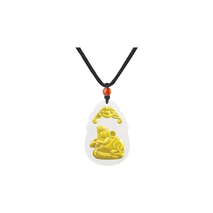 重庆金店 新中式国潮复古锁骨链守护属相 足金 吊坠 男女同款情侣款