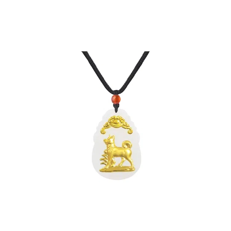 重庆金店 新中式国潮复古锁骨链守护属相 足金 吊坠 男女同款情侣款