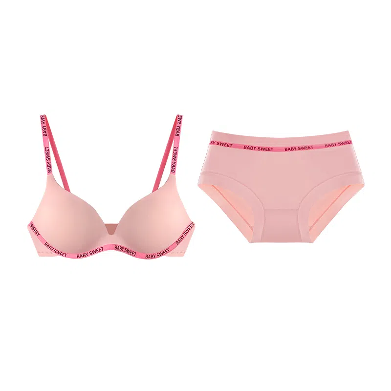 小甜崽 字母织带无痕聚拢上托收副乳文三角内裤内衣裤套装 女款