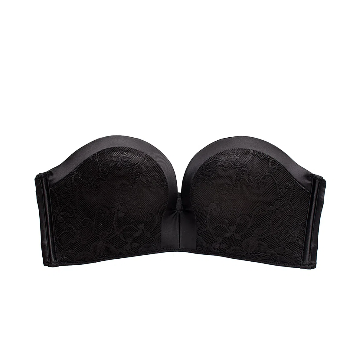 水中花 纯色无肩带蕾丝小胸文胸 女款 黑色