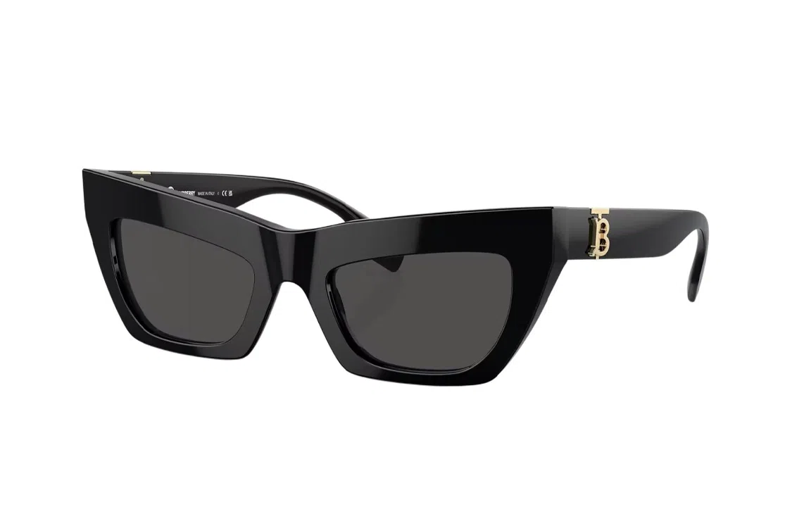 Burberry B Logo Acetate Cat Eye Sunglasses Black