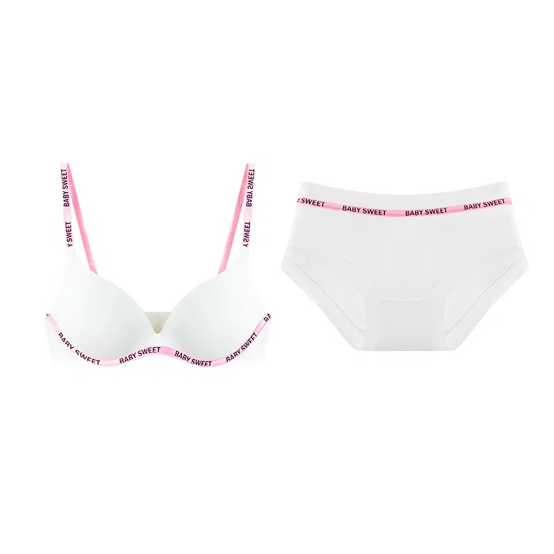 小甜崽 字母织带无痕聚拢上托收副乳文三角内裤内衣裤套装 女款