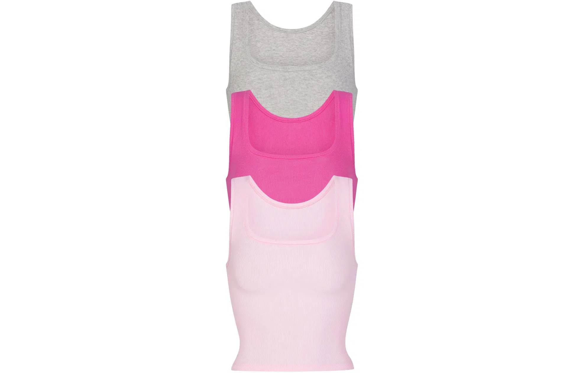 SKIMS Cotton Rib Tank 3-Pack Hot Pink Multi