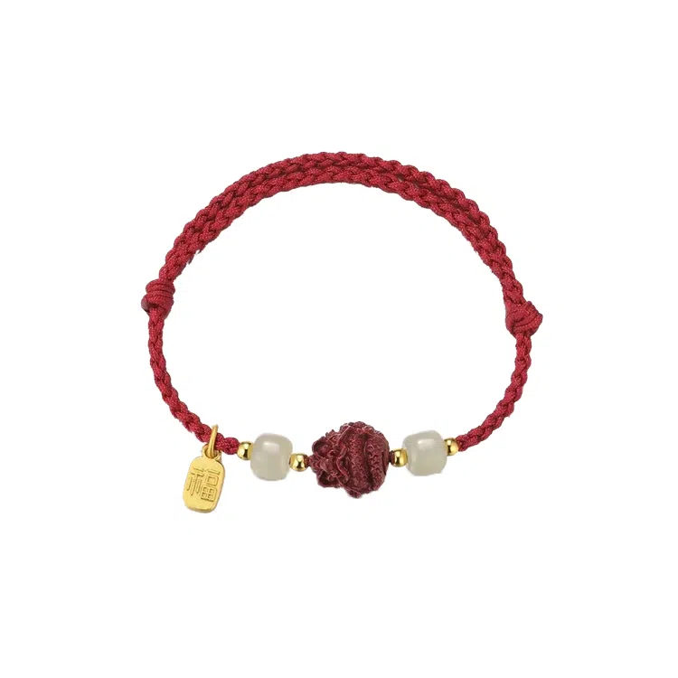 华髻 新中式国风福牌 生肖龙年本命年手工编织红绳 十二生肖绳 高级感转运珠精致可调节 合金 手链 男女同款情侣款 礼盒装