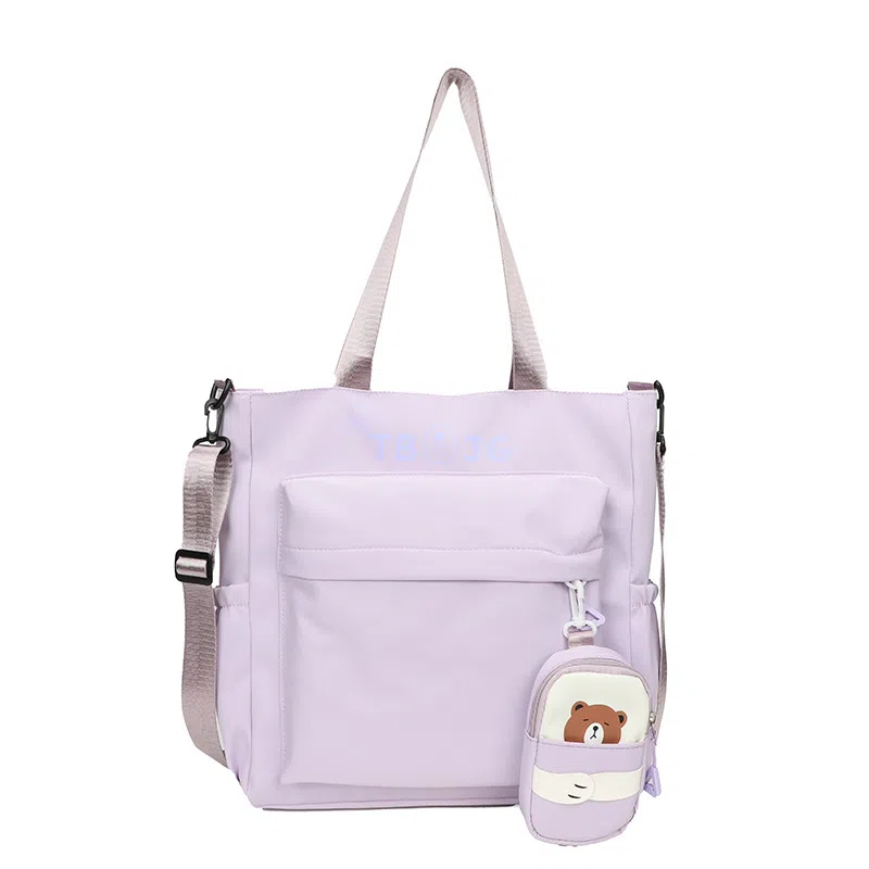 泰克森 简约可爱大容量质感补习袋 尼龙 手提单肩斜挎包 中号 男女同款情侣款 米白色/粉色/紫色/绿色/黑色