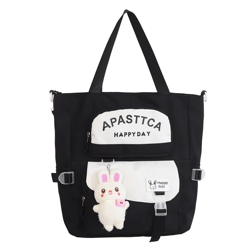 泰克森 学生拼色 斜挎包 学院风初中生单肩包大容量手提补习袋 尼龙 男女同款情侣款 多色 大号