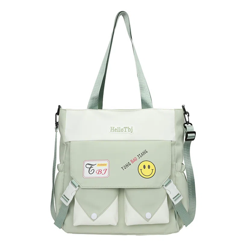 泰克森 大容量小清新撞色 尼龙 单肩斜挎包 中号 男女同款情侣款 粉色/米黄色/绿色/黑色/紫色