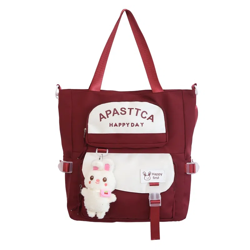 泰克森 学生拼色 斜挎包 学院风初中生单肩包大容量手提补习袋 尼龙 男女同款情侣款 多色 大号