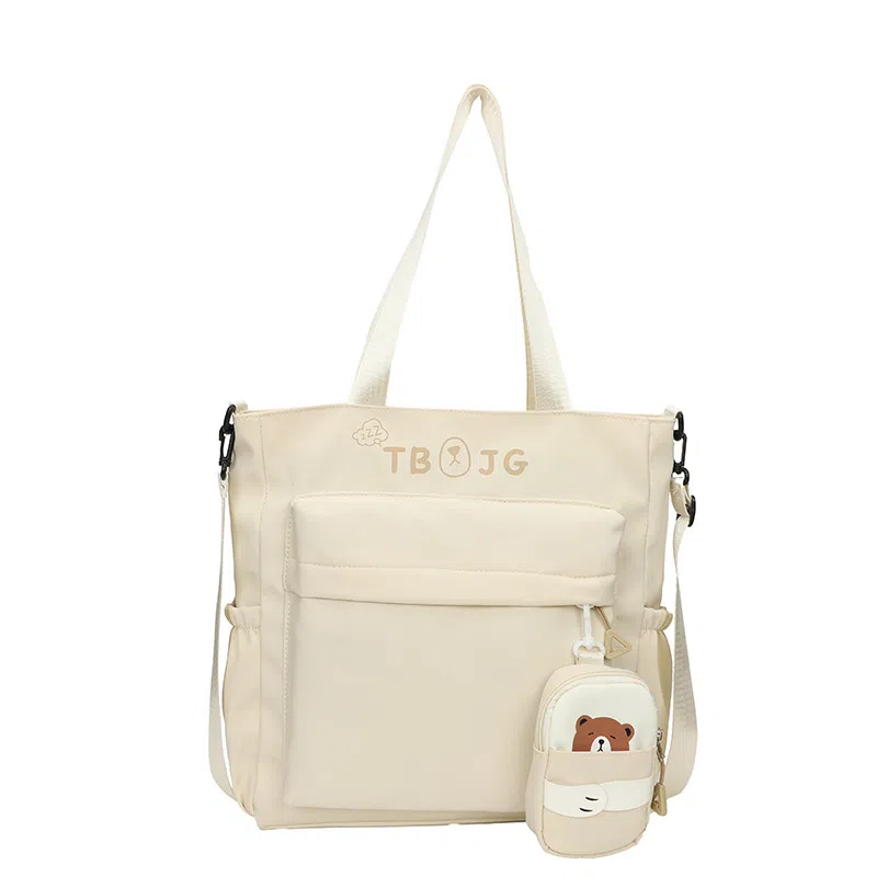 泰克森 简约可爱大容量质感补习袋 尼龙 手提单肩斜挎包 中号 男女同款情侣款 米白色/粉色/紫色/绿色/黑色