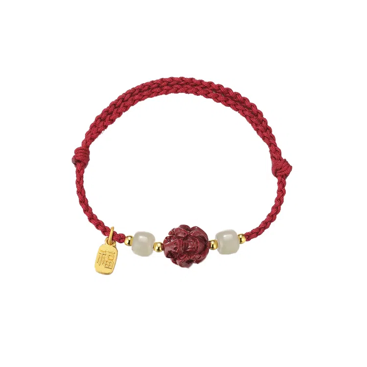 华髻 新中式国风福牌 生肖龙年本命年手工编织红绳 十二生肖绳 高级感转运珠精致可调节 合金 手链 男女同款情侣款 礼盒装