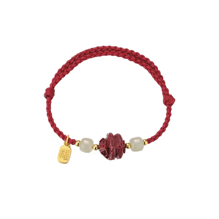 华髻 新中式国风福牌 生肖龙年本命年手工编织红绳 十二生肖绳 高级感转运珠精致可调节 合金 手链 男女同款情侣款 礼盒装