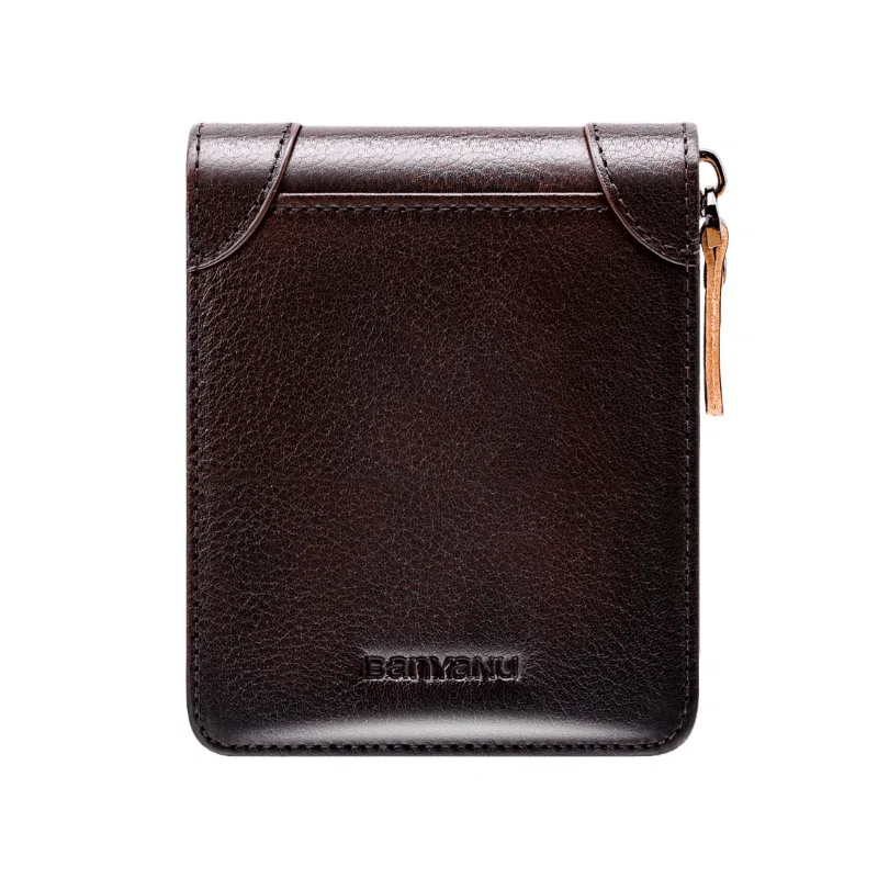 班亚奴 实用防盗刷时尚短款拉链多功能 牛皮 钱包 男款 黄棕色/咖啡色/蓝灰色/蓝色/卡其色/黑色