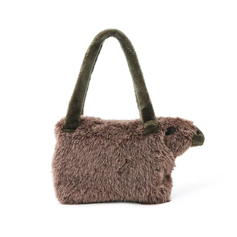 Bywhich Capybara Plush Tote Bag Brown