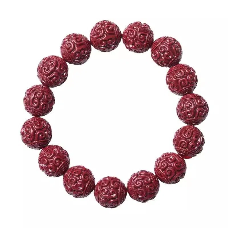 金瑞邦 新中式国潮 回纹珠 复古文玩中国风小众 再造辰砂朱砂 手串 男女同款情侣款