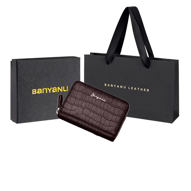 班亚奴 实用防盗刷时尚多功能多卡位防消磁卡套驾驶证卡夹 头层牛皮 卡包钱包 男女同款情侣款 黑色/咖啡色