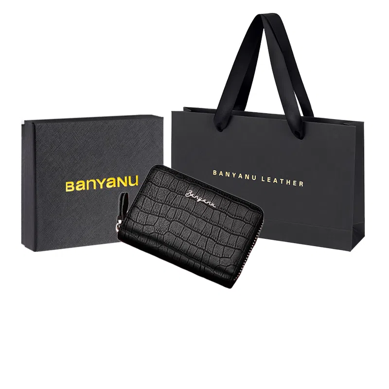 班亚奴 实用防盗刷时尚多功能多卡位防消磁卡套驾驶证卡夹 头层牛皮 卡包钱包 男女同款情侣款 黑色/咖啡色