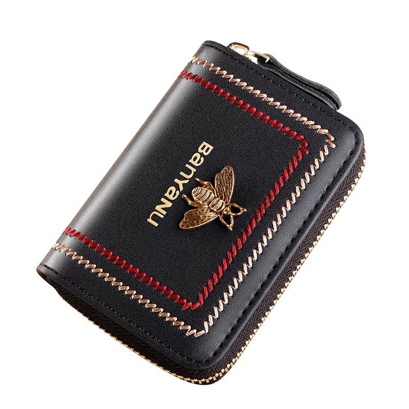 班亚奴 实用防盗刷时尚百搭小巧精致真皮大容量多卡位驾驶证卡夹一体 牛皮 卡包钱包 男女同款情侣款 黑色/绿色/酒红色/蓝色