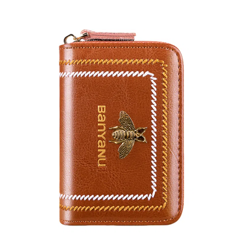 班亚奴 实用防盗刷时尚百搭小巧精致真皮大容量多卡位驾驶证卡夹一体 牛皮 卡包钱包 男女同款情侣款 黑色/绿色/酒红色/蓝色