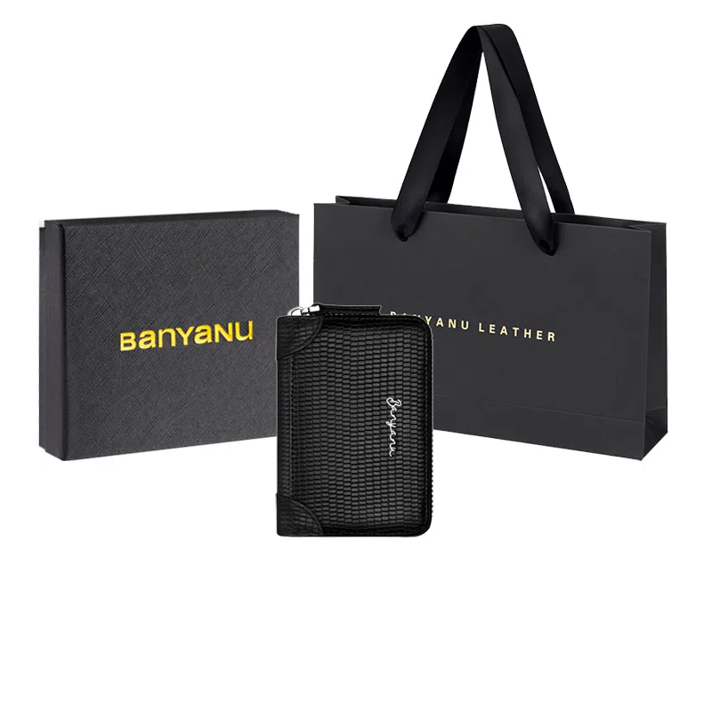 班亚奴 实用防盗刷时尚多功能多卡位防消磁卡套驾驶证卡夹 头层牛皮 卡包钱包 男女同款情侣款 黑色/咖啡色