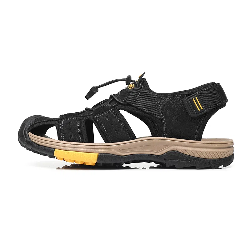 季公羊 牛皮革 防滑耐磨 舒适百搭 沙滩凉鞋 男款