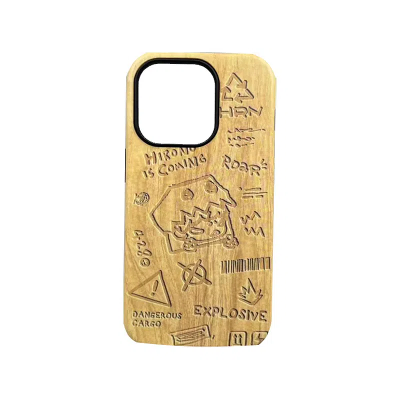 POP MART Hirono Onono Paper Box Monster Phone Case Wood Color