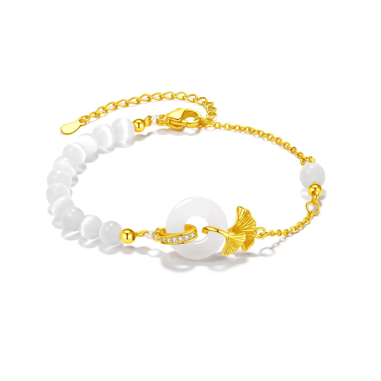 北隐 国风新中式杏运平安扣 三生有杏 吉祥圆满 东方复古典雅小众闺蜜女神 琉璃 玉石手链 男女同款情侣款 恋爱告白 礼盒款