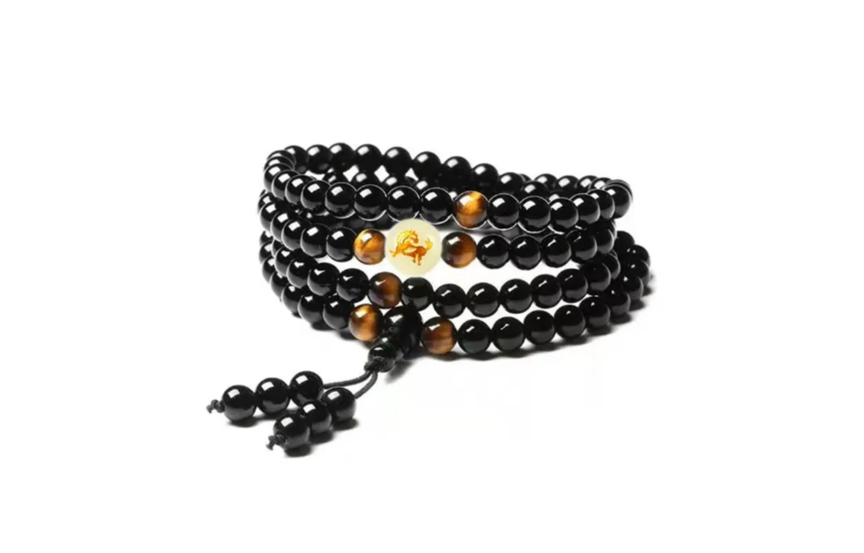 百利金 十二生肖 创意设计国潮新中式复古简约精致个性大气轻奢时尚转运手饰 黑曜石 玉石手串 男女同款情侣款