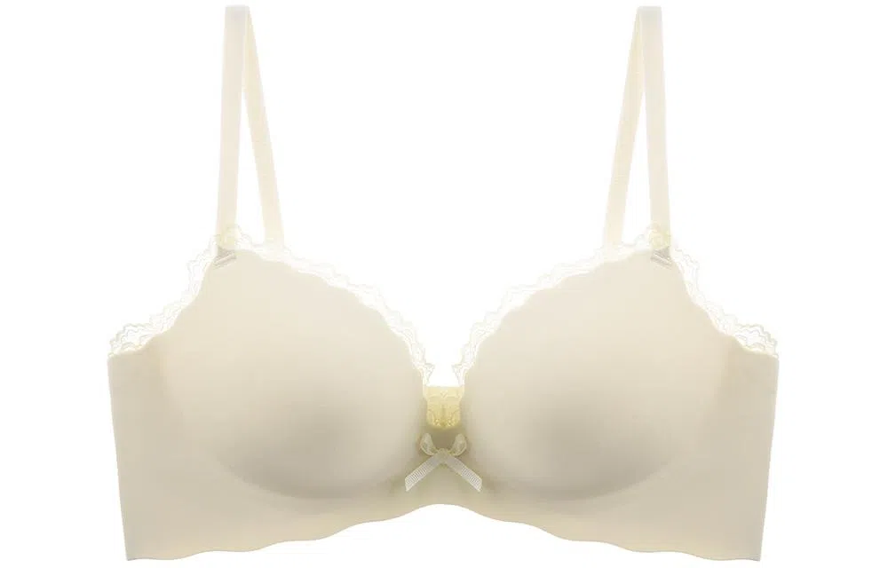 浪莎 内衣小胸聚拢蕾丝边纯欲薄款一片式无痕显大少女无钢圈文胸 女款