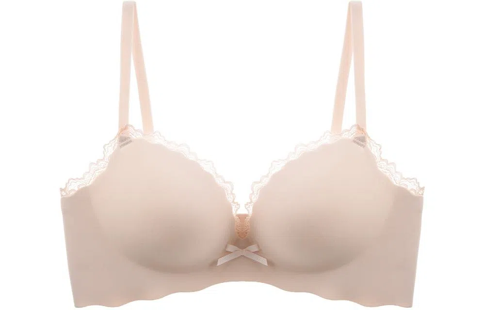 浪莎 内衣小胸聚拢蕾丝边纯欲薄款一片式无痕显大少女无钢圈文胸 女款