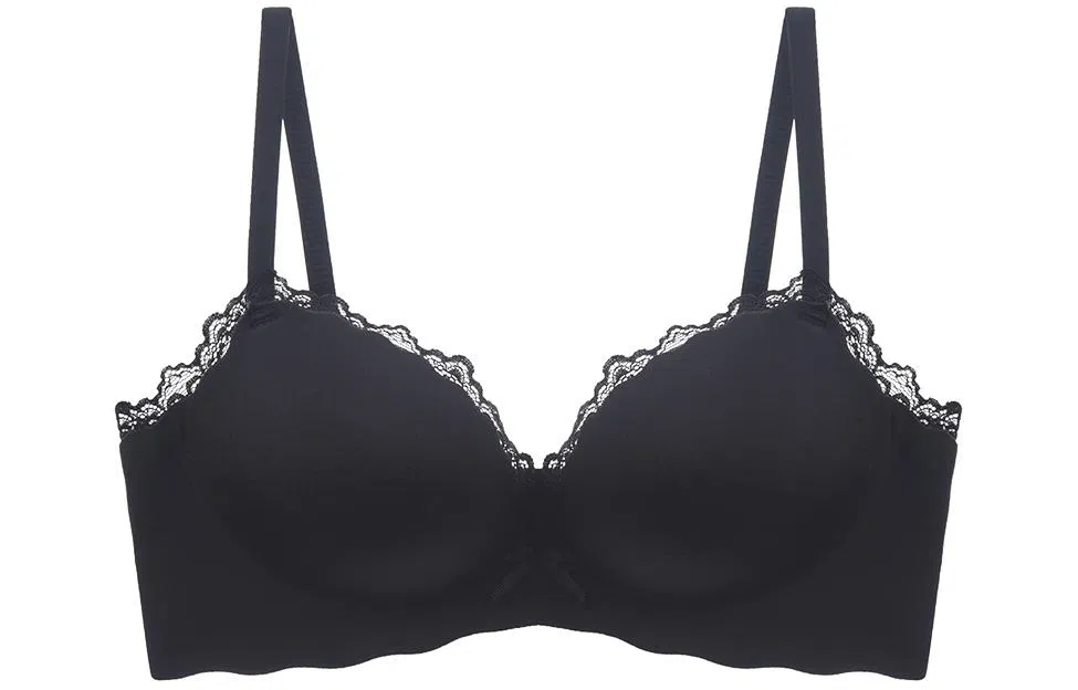 浪莎 内衣小胸聚拢蕾丝边纯欲薄款一片式无痕显大少女无钢圈文胸 女款