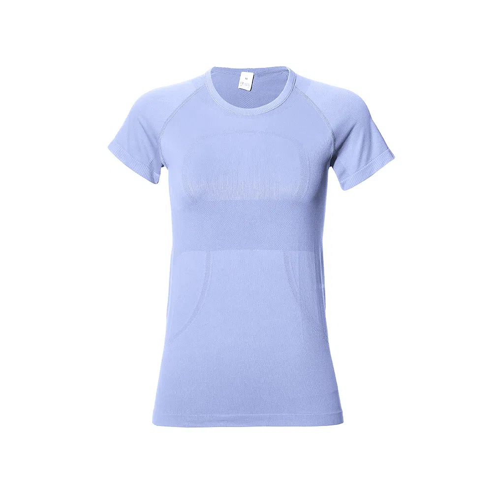 达兹 纯色圆领修身套头短袖健身衣 女款