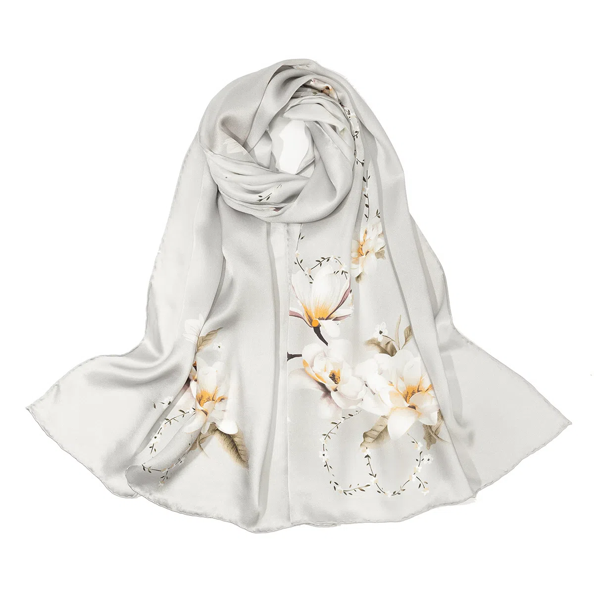 上海故事 国色天香 清冷玉兰 桑蚕丝 丝巾 女款