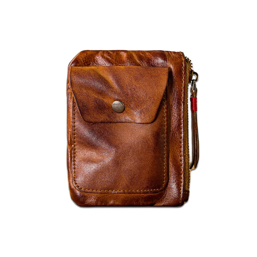 后步 复古手工个性小巧简约休闲精致收纳艺术擦色 头层植鞣牛皮真皮 钱包零钱卡包 迷你 男女同款情侣款 棕色/咖啡/黑色