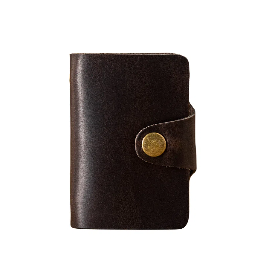 后步 原创小众不撞款设计简约复古多卡位小巧轻便休闲通勤日常收纳 进口头层牛皮 卡包 男女同款情侣款 咖啡色