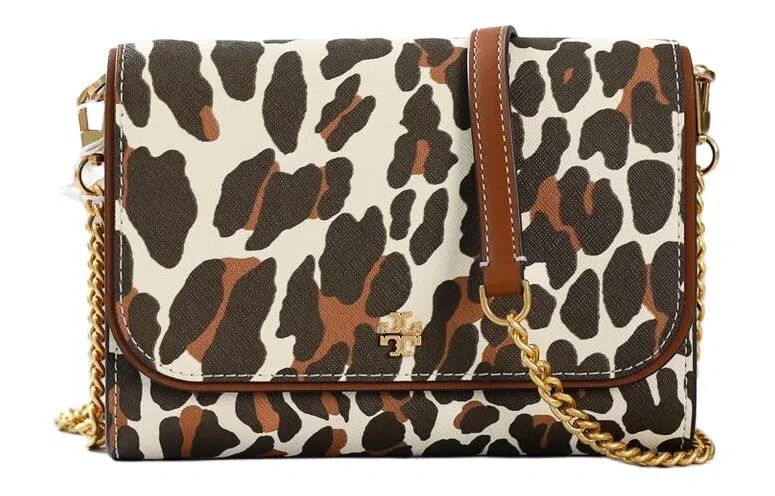 Tory Burch Emerson Small Shoulder Bag Brown Leopard Print