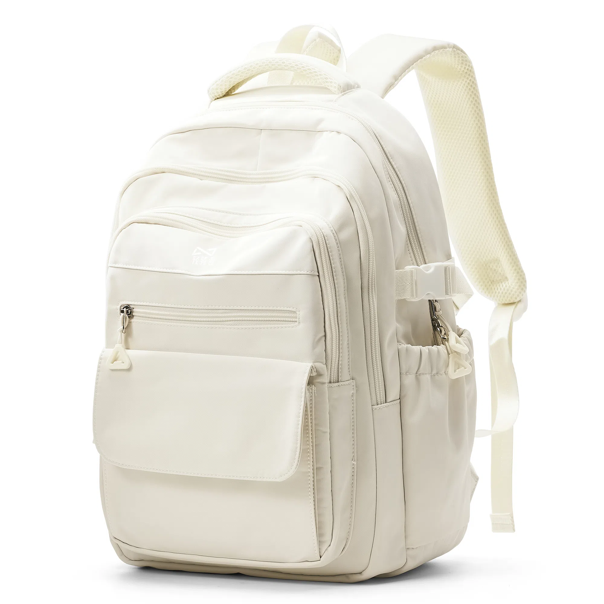 轻骑者 学院风大容量时尚潮流多口袋学生通勤休闲 织物 书包背包电脑包双肩包 常规 男女同款情侣款 黑色/米白/灰色/蓝色