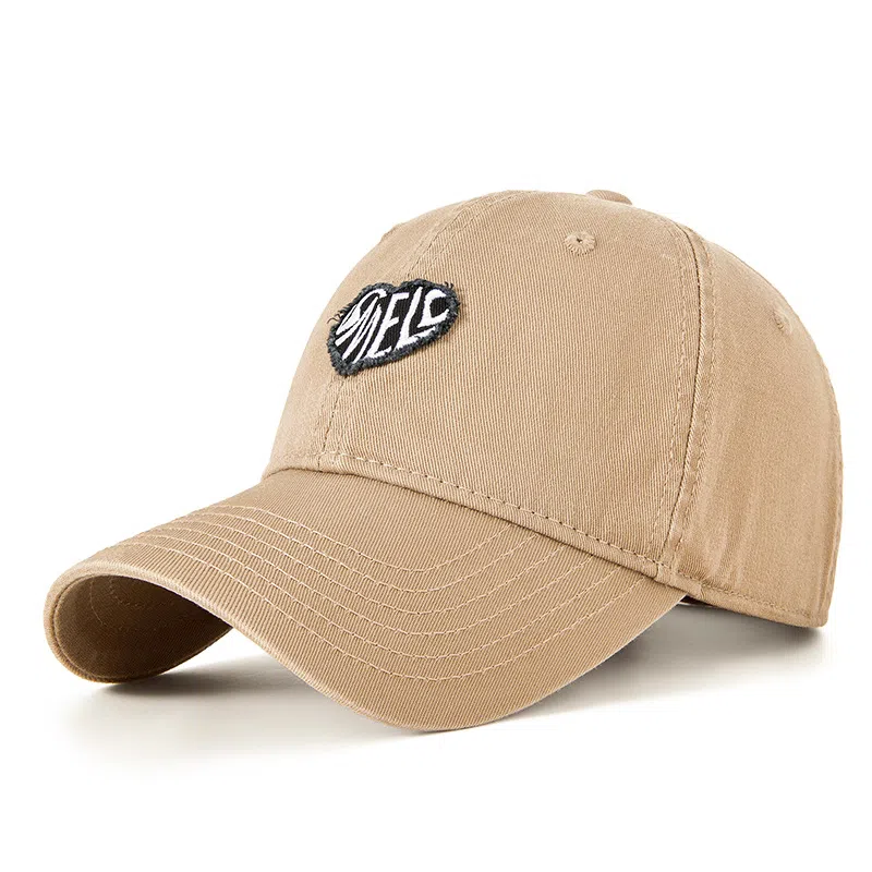 白卷 夏季户外遮阳软顶爱心贴布字母 棉 棒球帽 男女同款情侣款