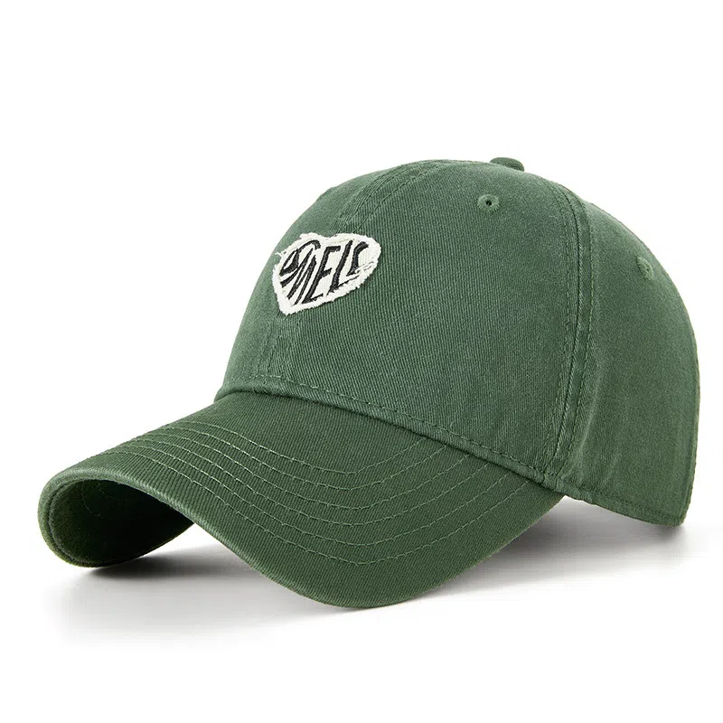 白卷 夏季户外遮阳软顶爱心贴布字母 棉 棒球帽 男女同款情侣款