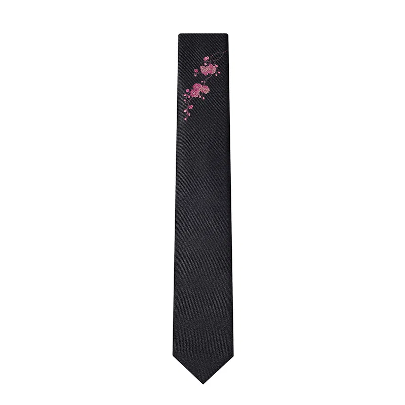 GIEVES CHARLES Floral Embroidered Silk Tie