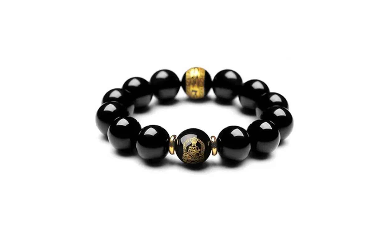 百利金 生肖守护神 国潮新中式民族风简约精致创意设计本命年菩萨转运珠手饰 黑曜石 玉石手串 男女同款情侣款