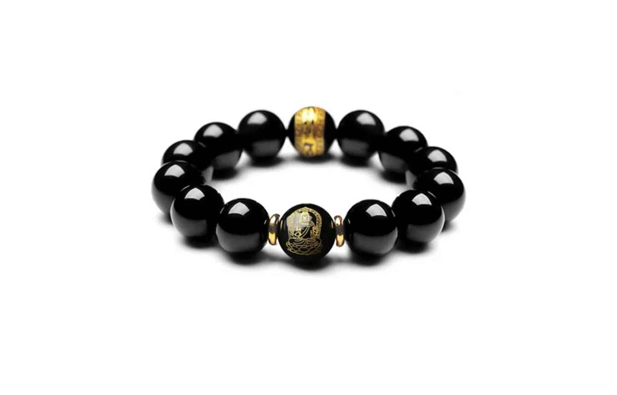 百利金 生肖守护神 国潮新中式民族风简约精致创意设计本命年菩萨转运珠手饰 黑曜石 玉石手串 男女同款情侣款