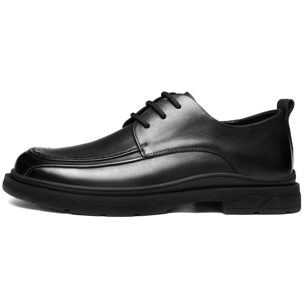 法派 头层牛皮 纯色简约舒适气质通勤商务轻便 休闲鞋 男款 黑色