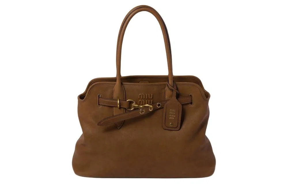 Miu Miu Napa Leather Shoulder Bag Oak