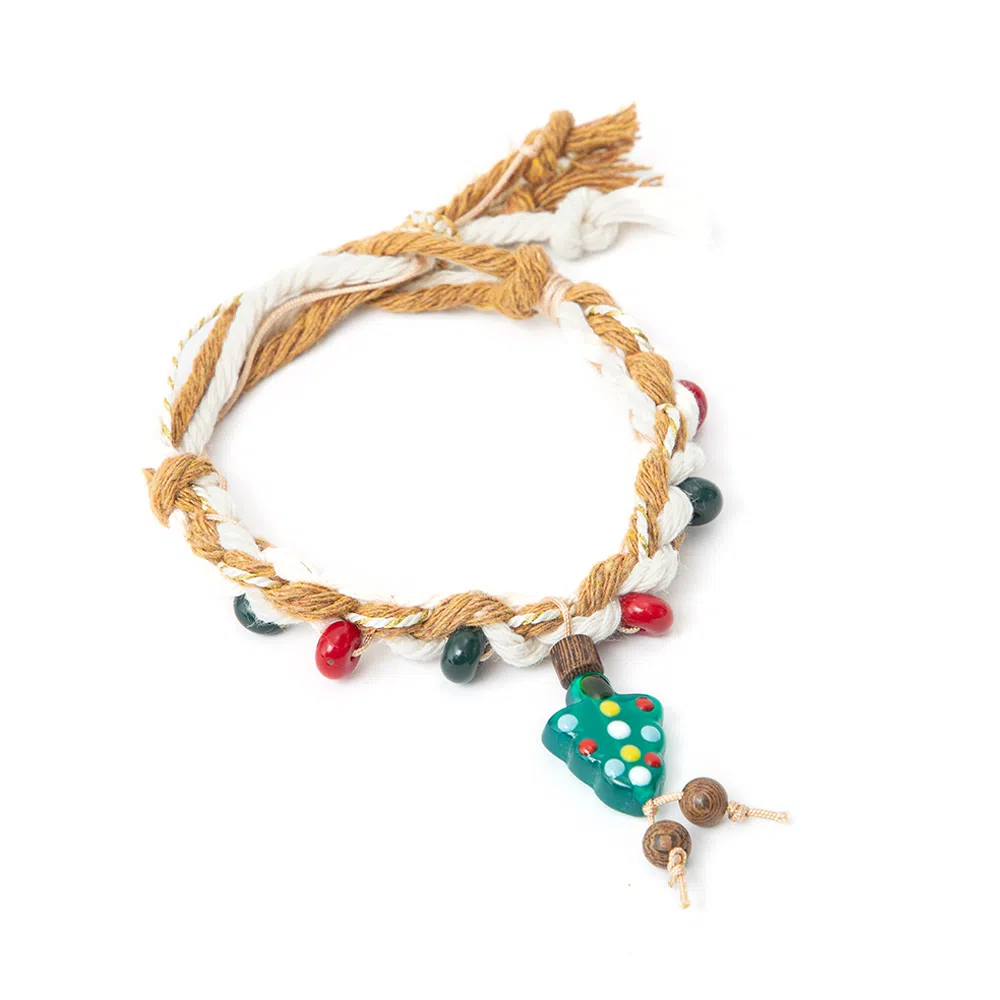 白卷 纯手工编织小众可爱圣诞编绳 织物 树脂 手链 女款