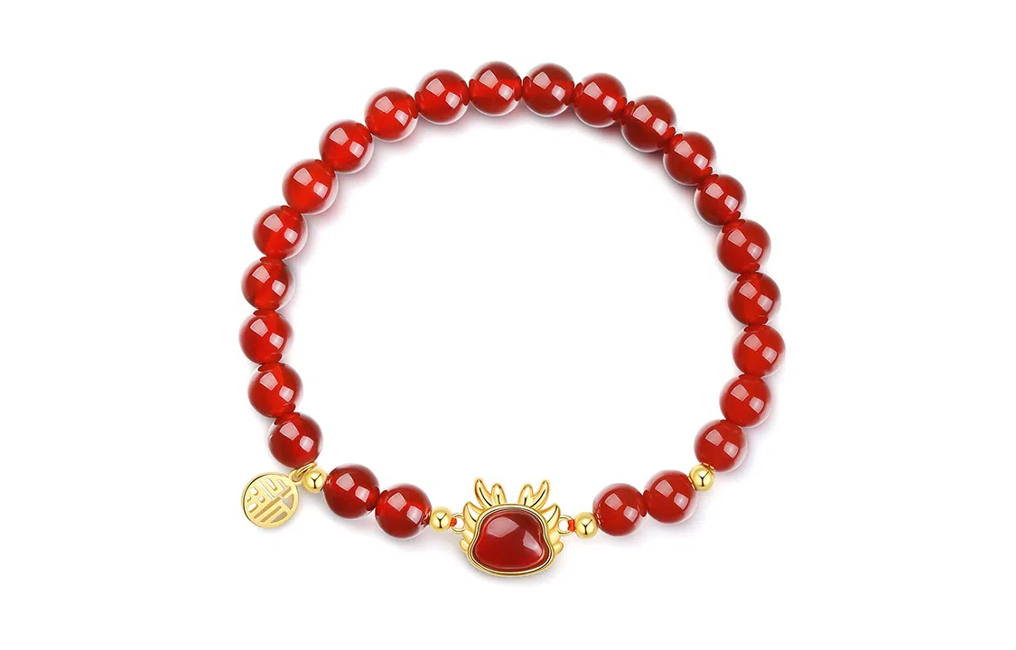 七可 生肖龙 新中式复古民族风转运珠 玛瑙 玉石手串 女款 礼盒款